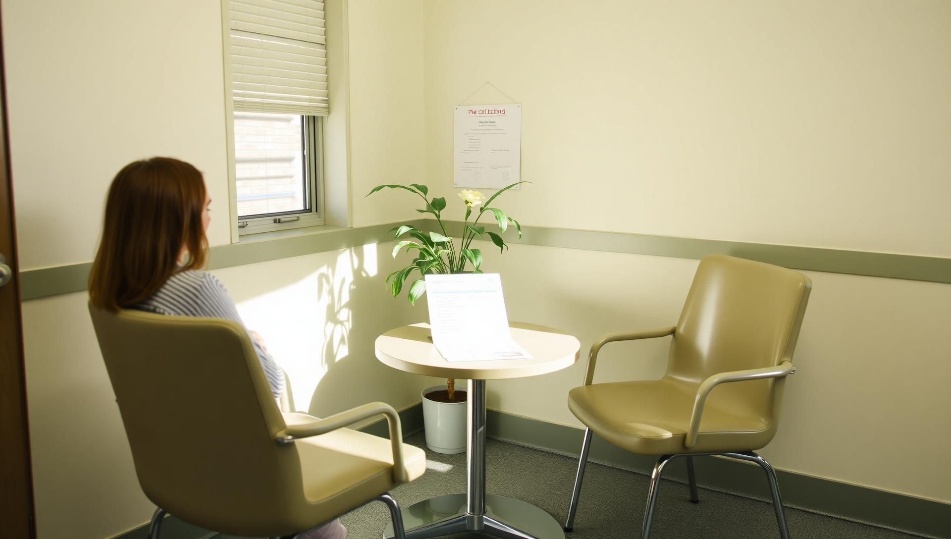 Quiet conference corner in a school with two chairs and a small table